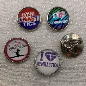 SALE - GYMNASTICS BUNDLE - Set of 5 - Snap Button Charms - 18mm/20mm